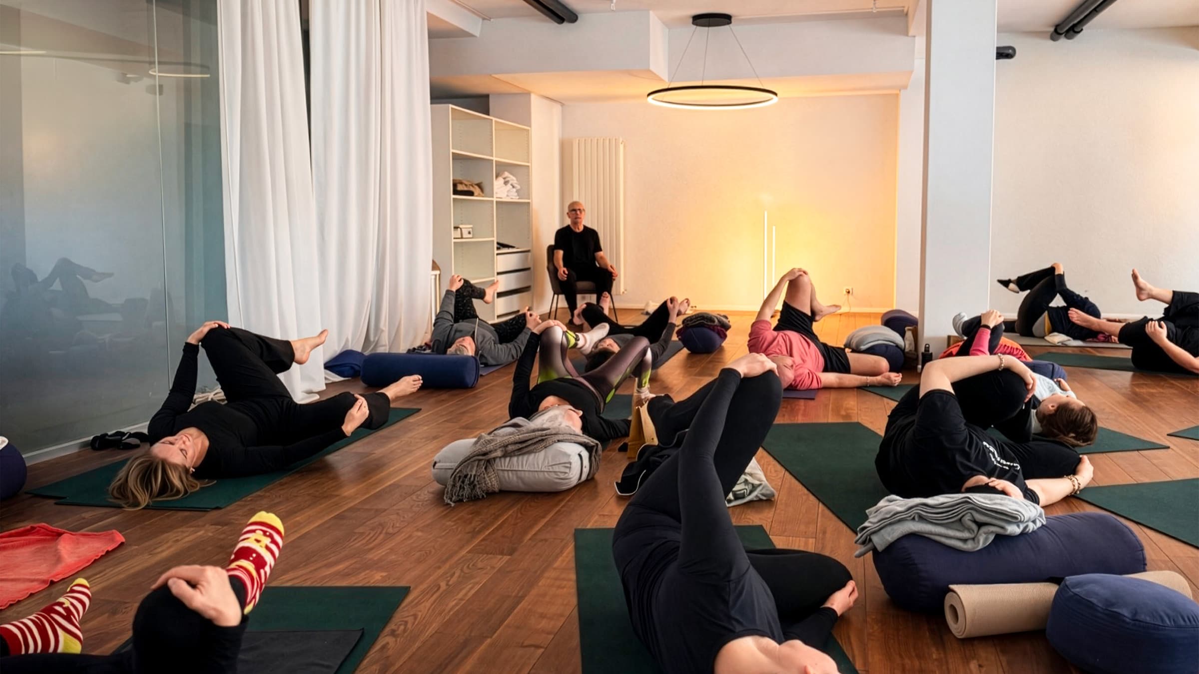 Laurent Roure teaching a somatic yoga class in London